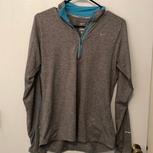 Gray and Light Blue Nike Running Pullover